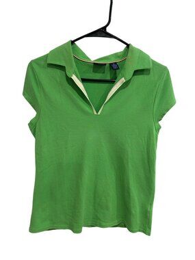 Westbound Petites Stretch Green Collared Polo Short Sleeve Top Size PS Classic